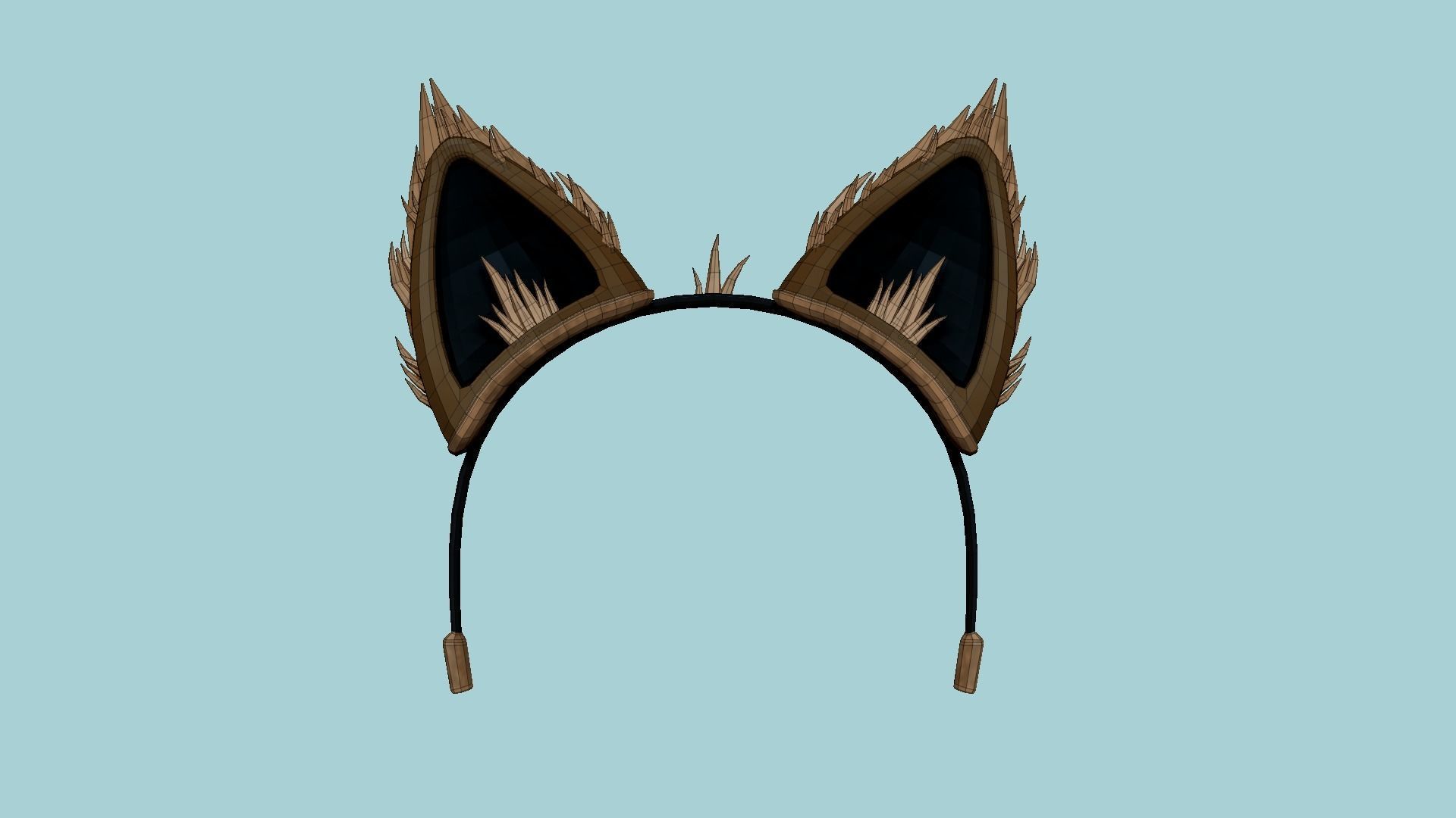 Furry Ears Tiara A05 Brown - Headband Character Design Low-poly 3D model_5
