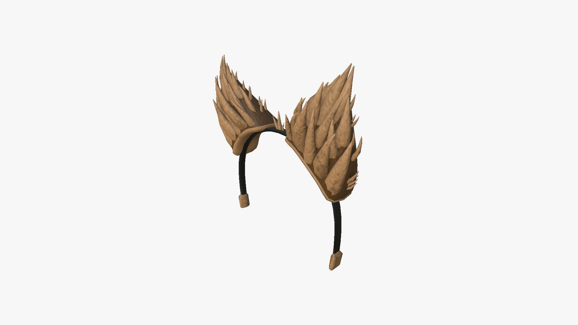 Furry Ears Tiara A05 Brown - Headband Character Design Low-poly 3D model_3