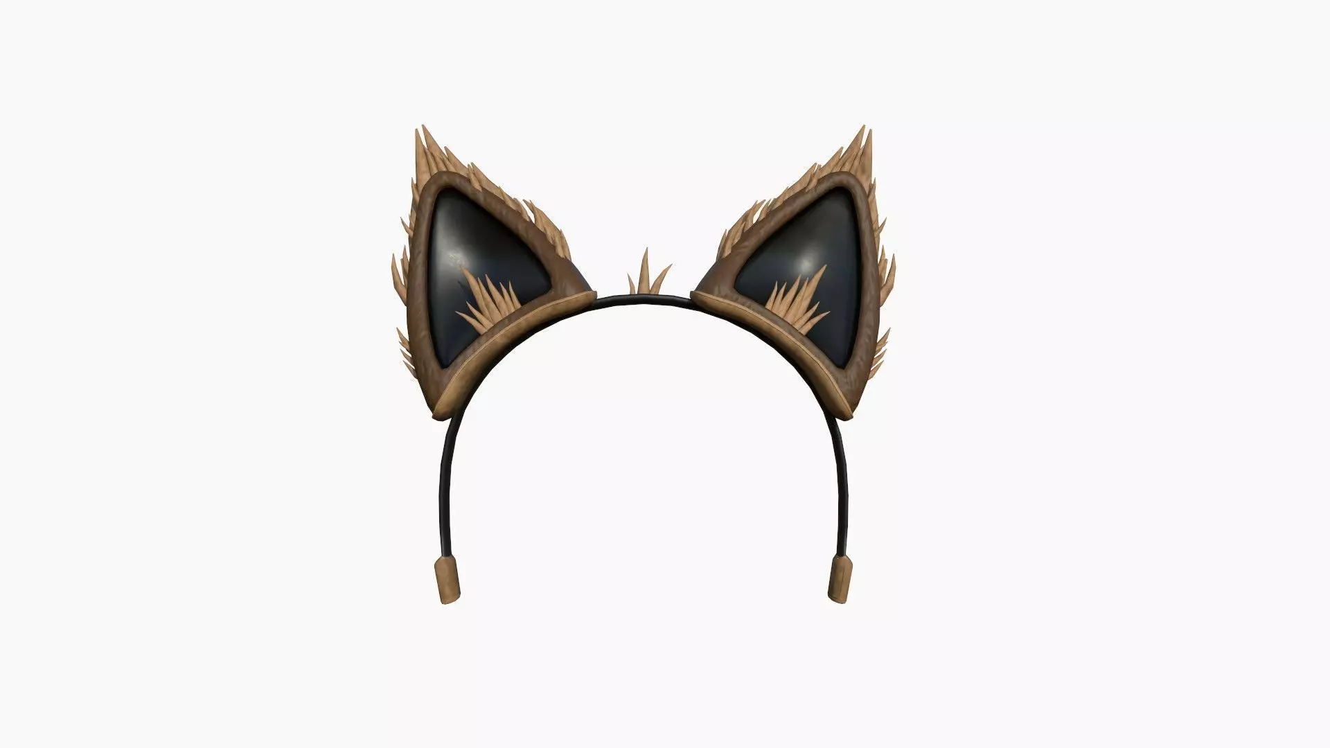 Furry Ears Tiara A05 Brown - Headband Character Design Low-poly 3D model_0