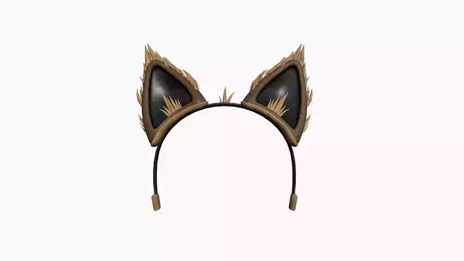 Furry Ears Tiara A05 Brown - Headband Character Design Low-poly 3D model