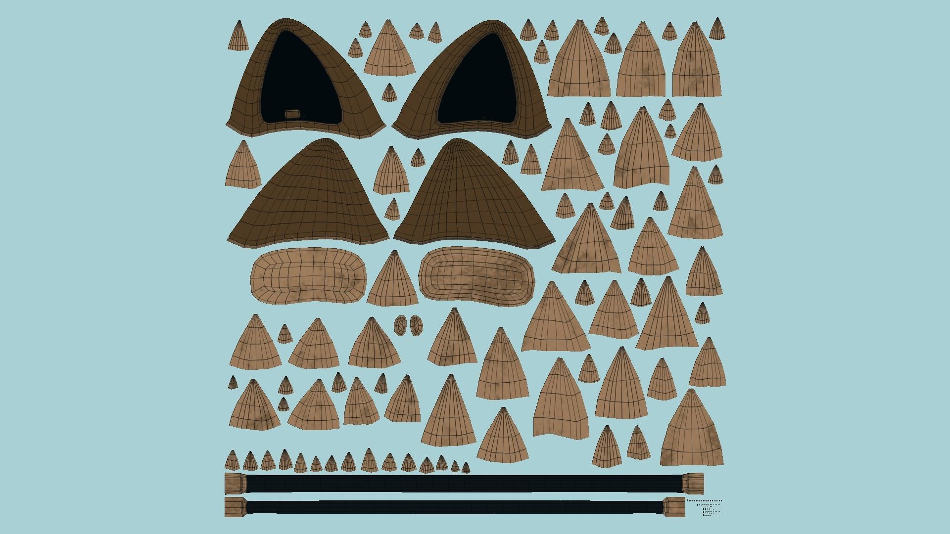 Furry Ears Tiara A05 Brown - Headband Character Design Low-poly 3D model_4