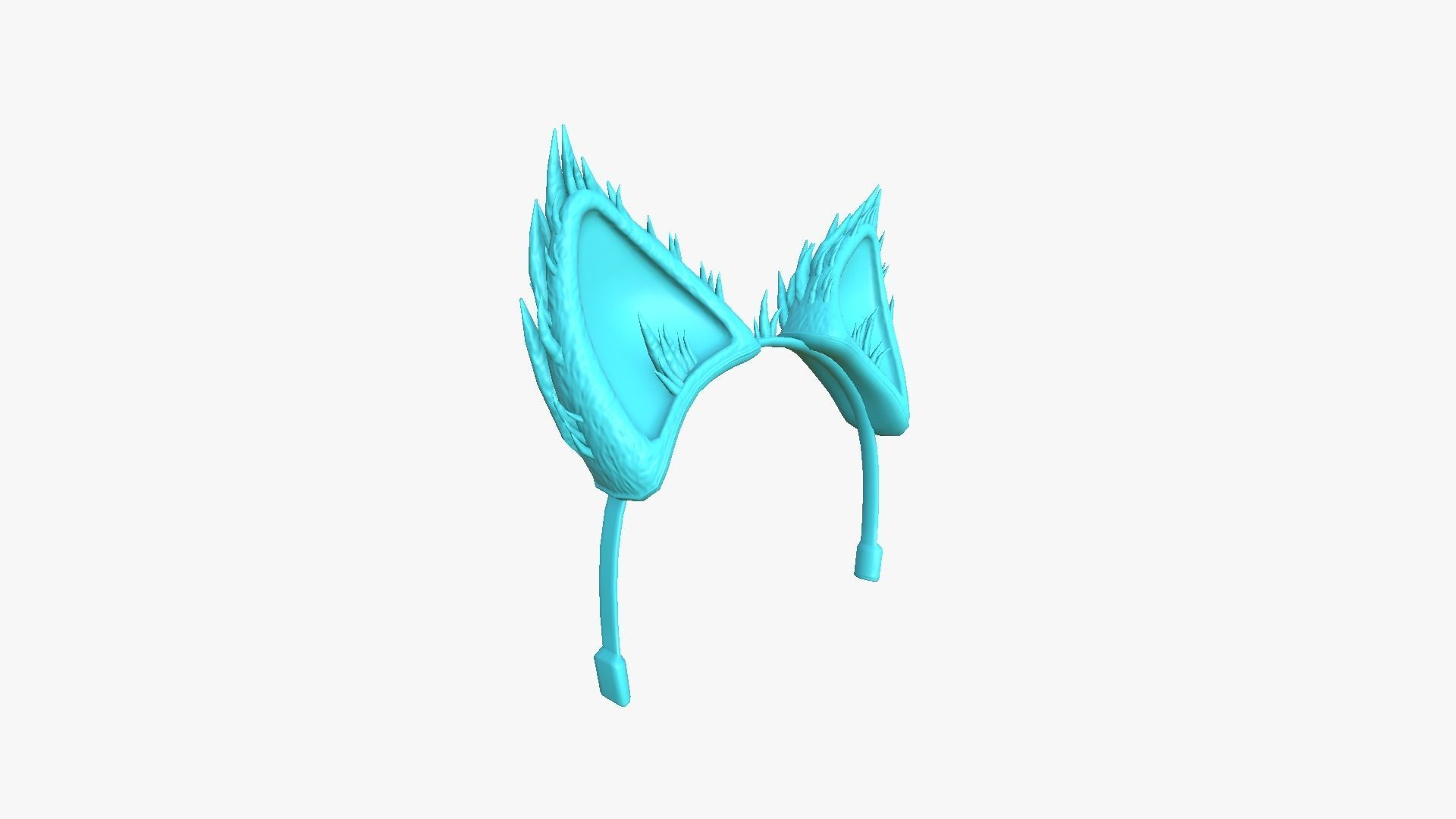 Furry Ears Tiara A07 Green - Headband Character Design Low-poly 3D model_8