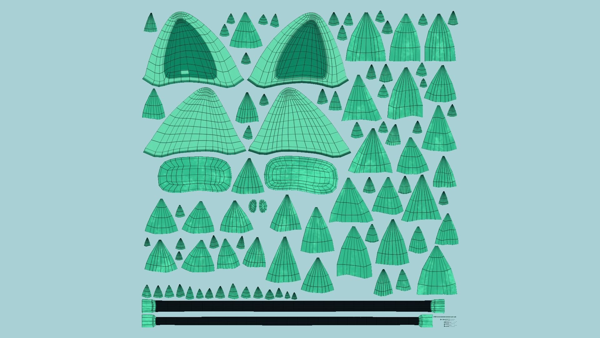 Furry Ears Tiara A07 Green - Headband Character Design Low-poly 3D model_4