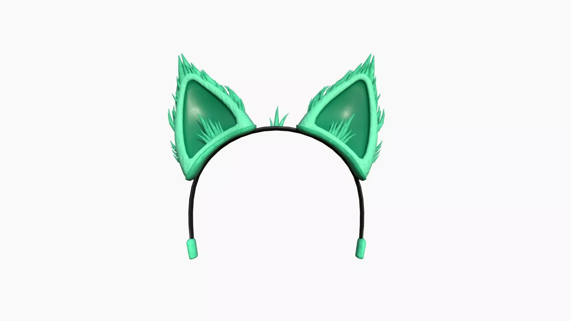 Furry Ears Tiara A07 Green - Headband Character Design Low-poly 3D model_0