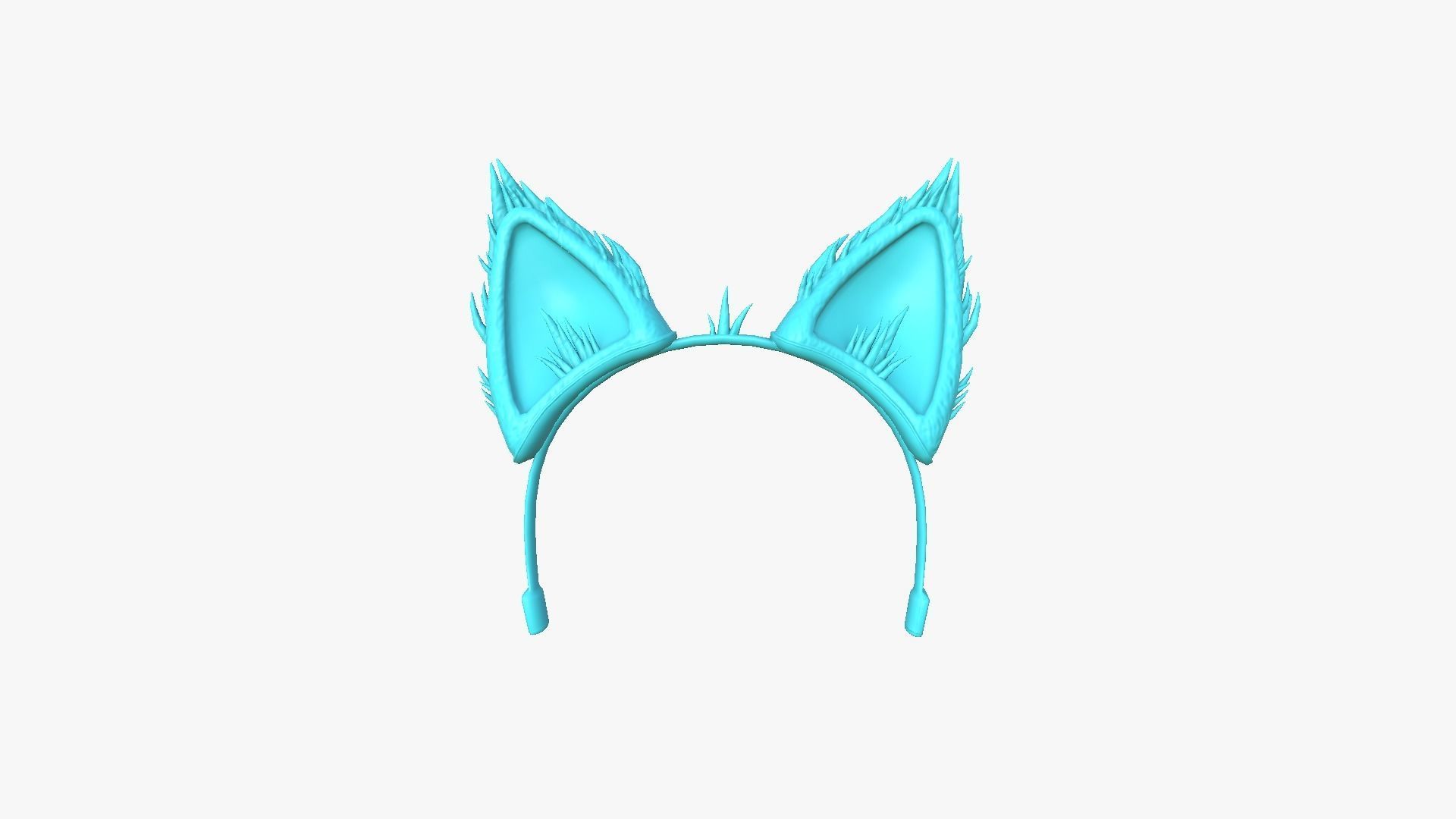 Furry Ears Tiara A07 Green - Headband Character Design Low-poly 3D model_6