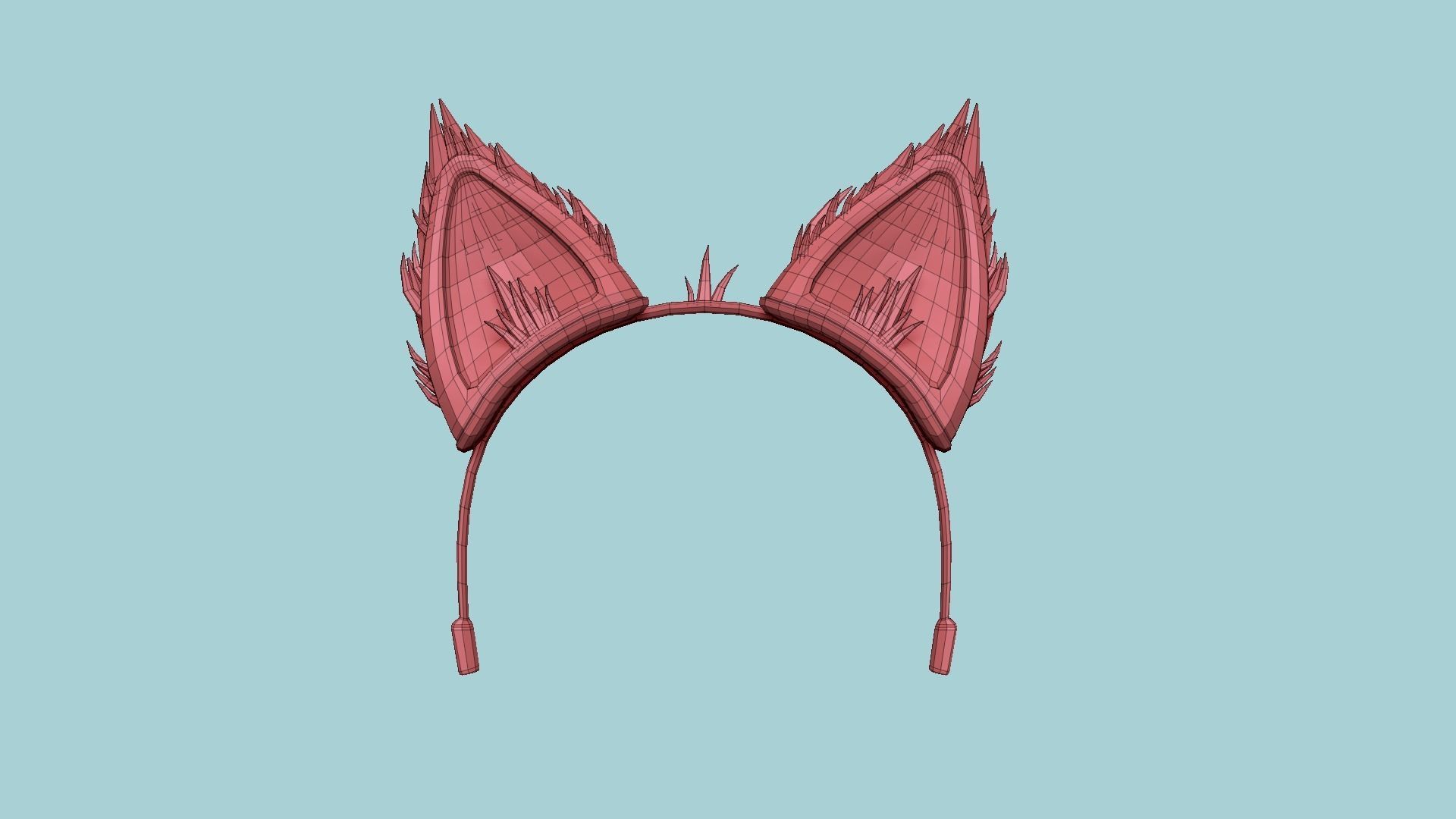 Furry Ears Tiara A08 Purple - Headband Character Design Low-poly 3D model_15