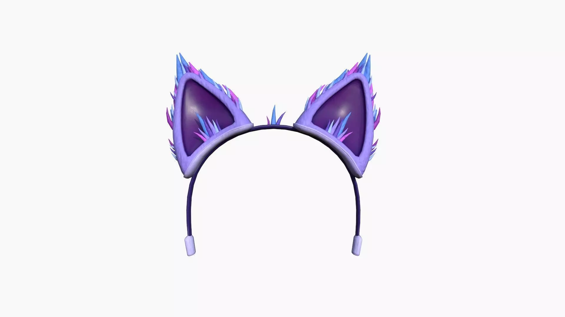 Furry Ears Tiara A08 Purple - Headband Character Design Low-poly 3D model_0