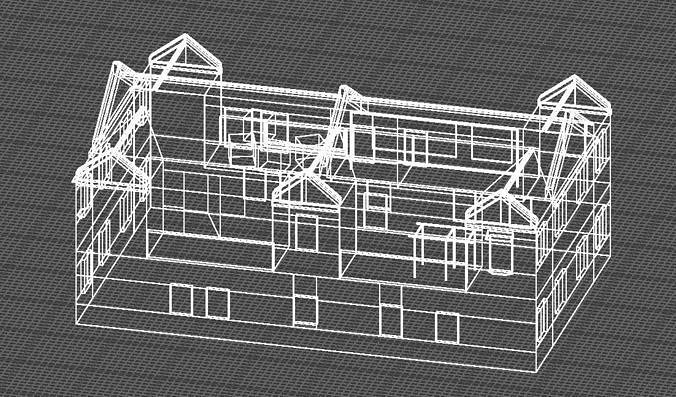 Old houses Low-poly 3D model 7