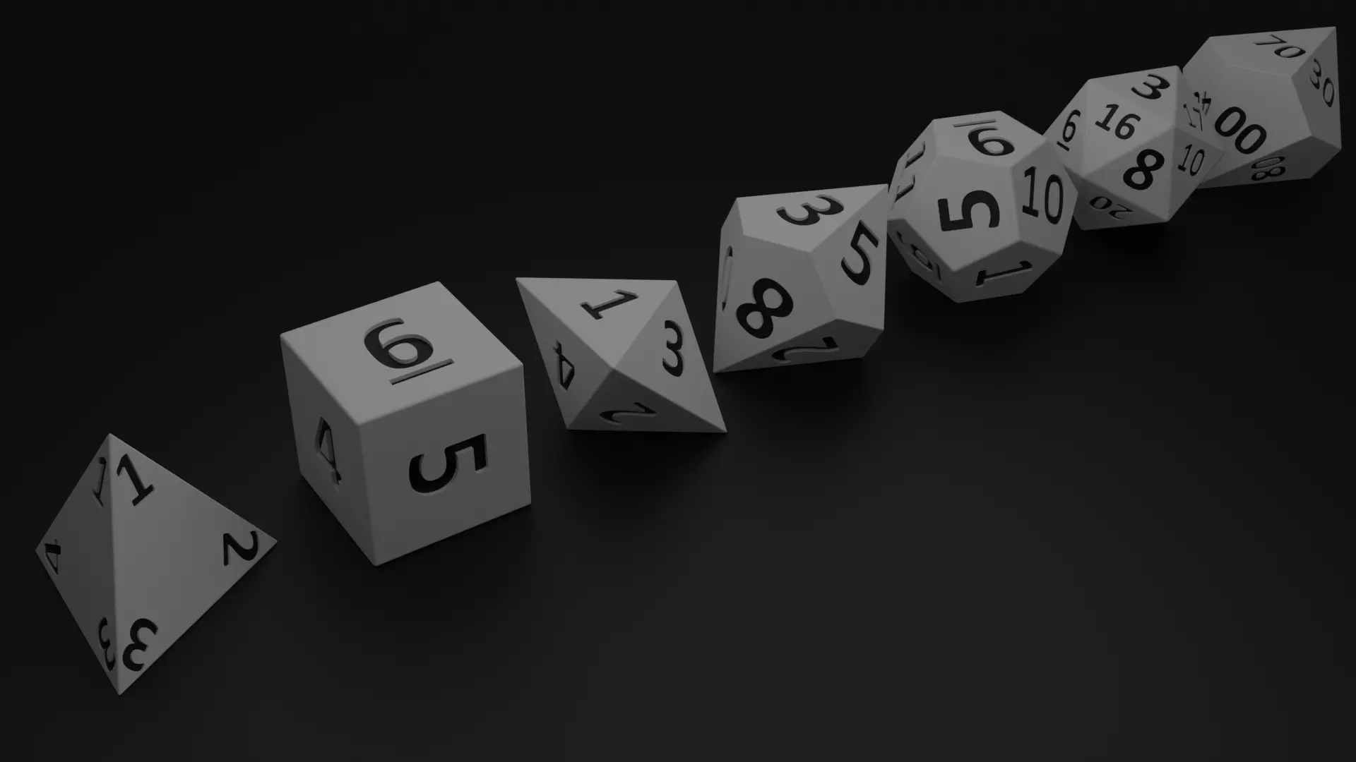 DND Dice Full Set 3D Model Low-poly 3D model_0