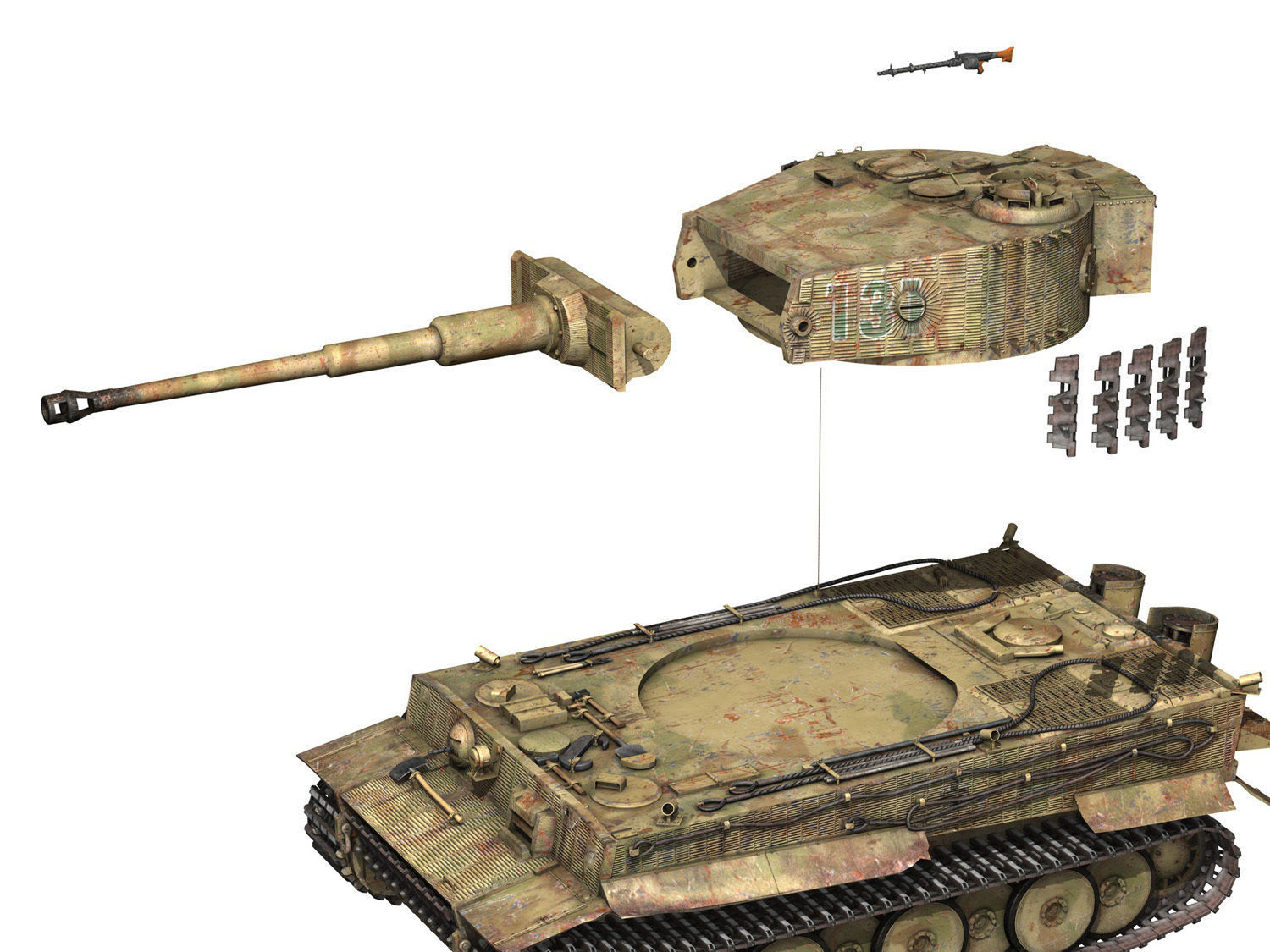 Panzer VI - Tiger - 131 - Mid Production 3D model_13