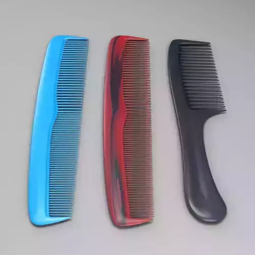 Different Types of Combs with Different Colours Low-poly 3D model