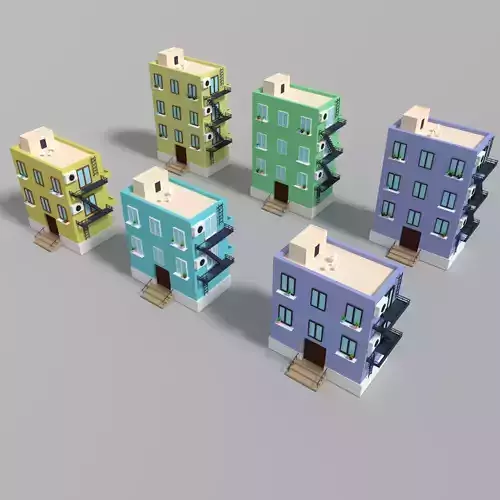 3d  6 buildings  