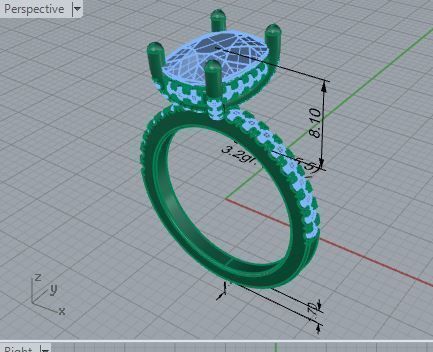 Oval diamond ring 3686 3D print model 3D print model_7