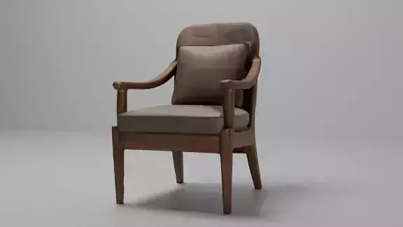 Realistic Wooden Chair with Cushion 