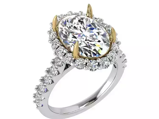 Oval chain style diamond ring 3693 3D print model 