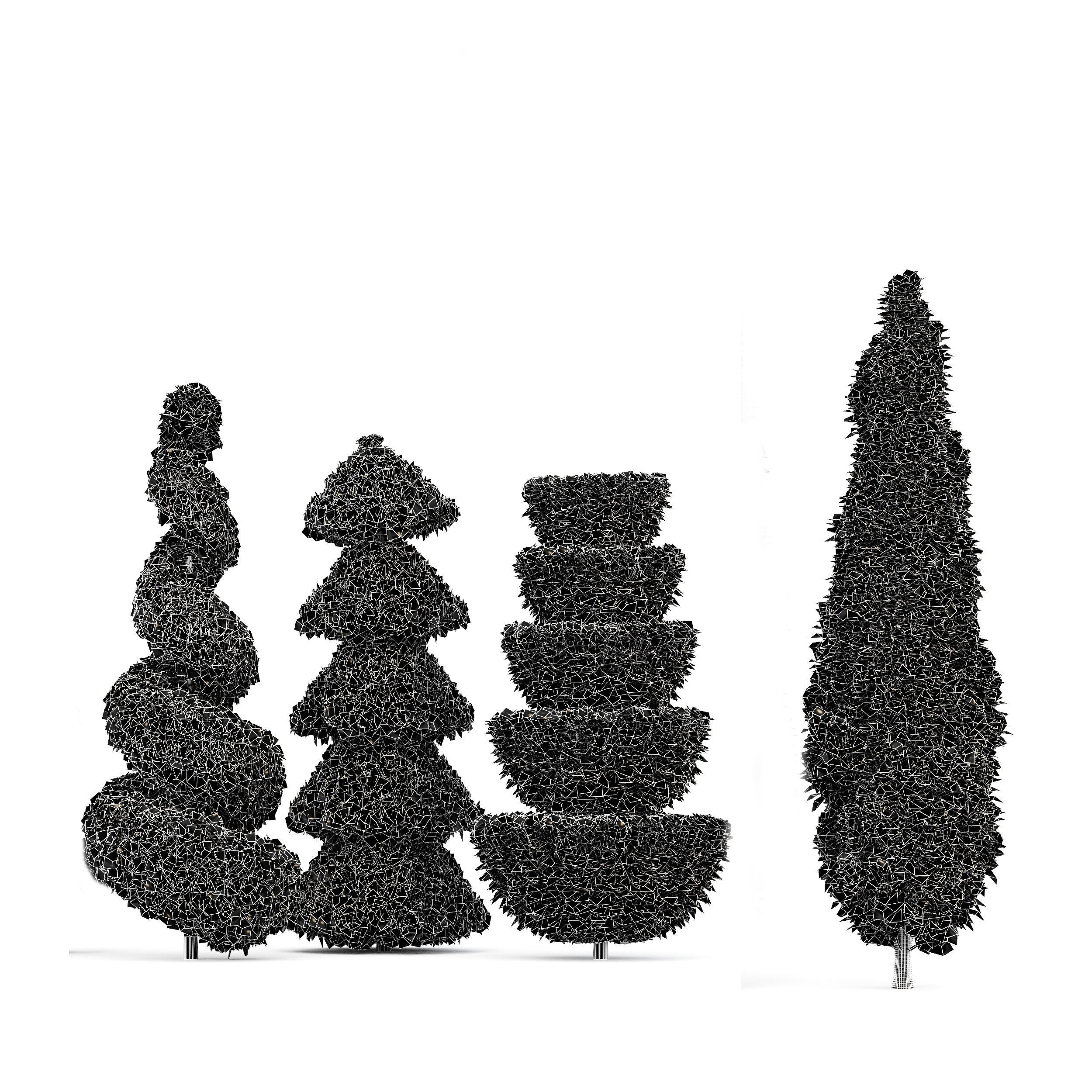 Italian Cypress 4 trees 3D model_5