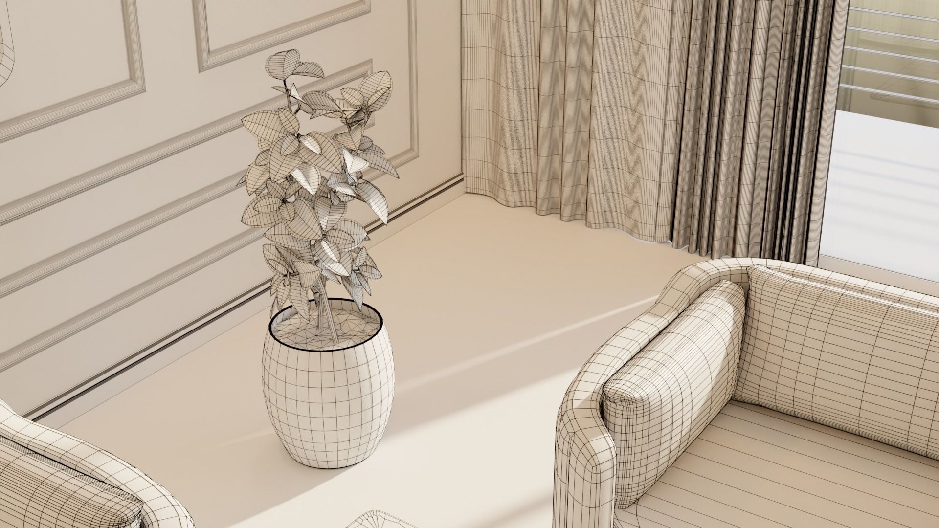 Living Room - 02 Low-poly 3D model_5