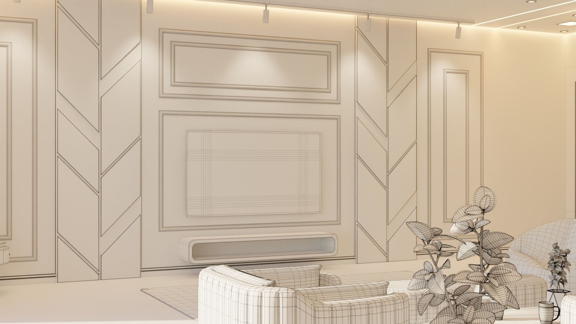 Living Room - 02 Low-poly 3D model_35