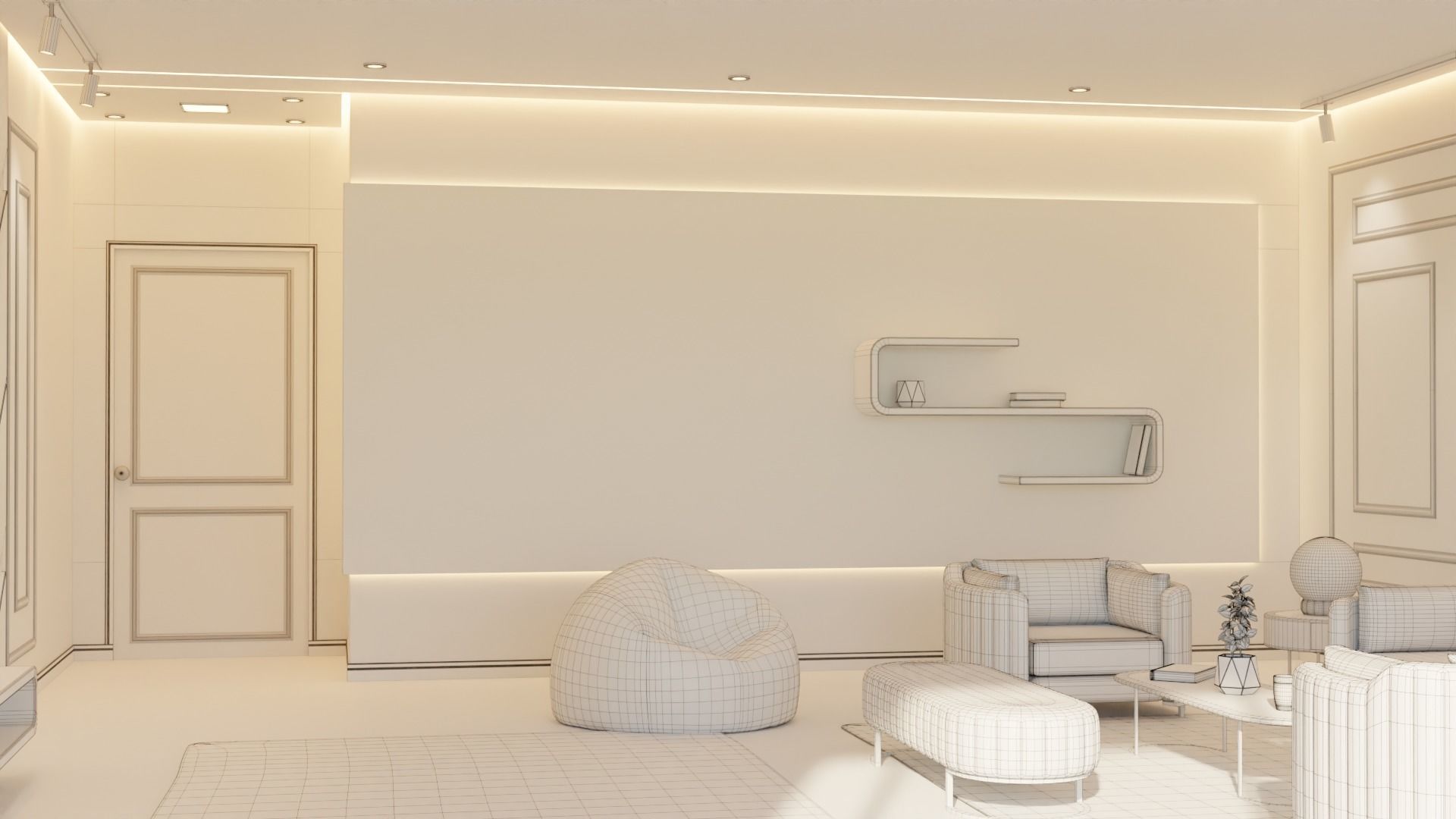 Living Room - 02 Low-poly 3D model_37