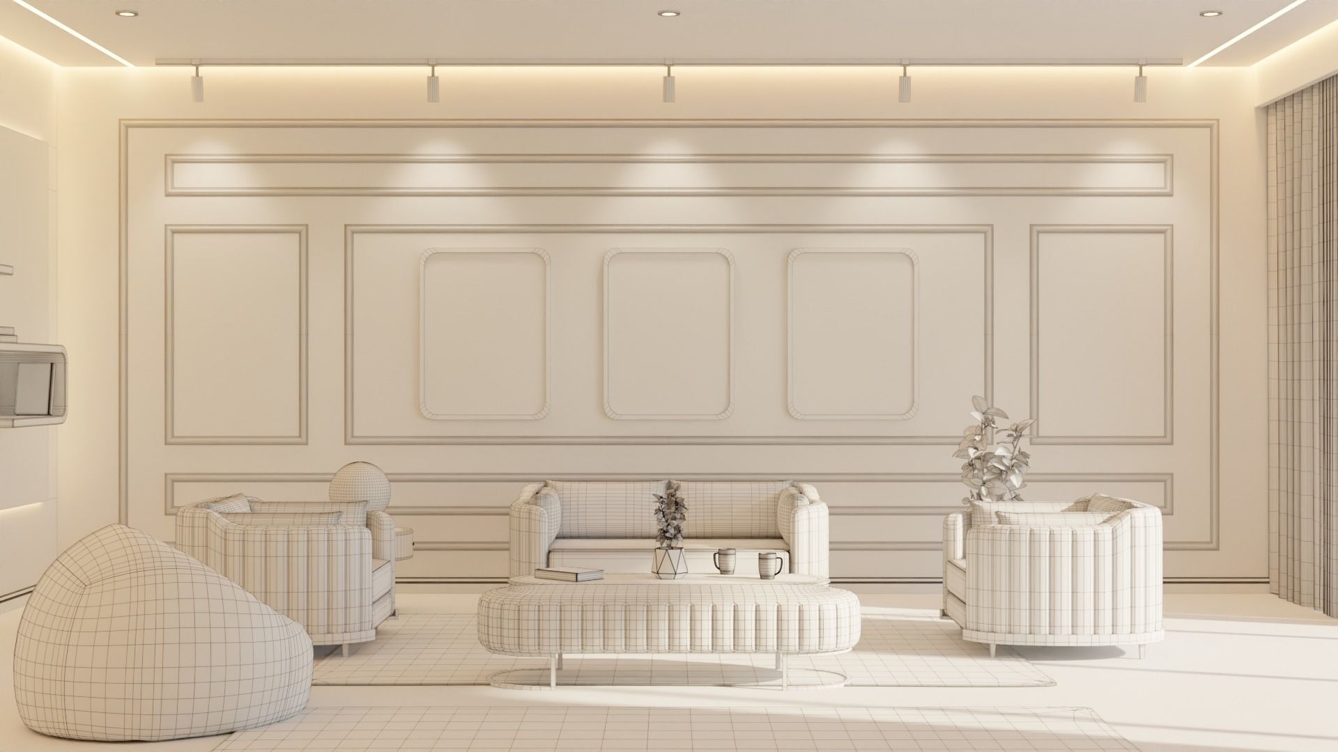 Living Room - 02 Low-poly 3D model_1