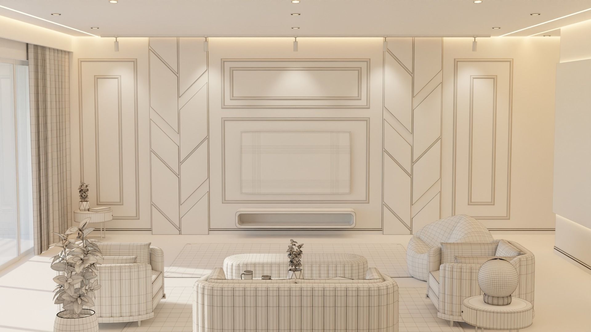 Living Room - 02 Low-poly 3D model_33