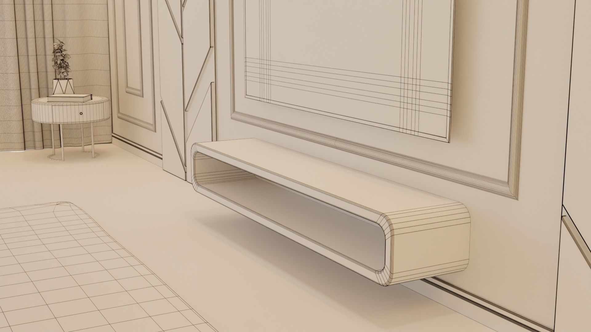 Living Room - 02 Low-poly 3D model_29