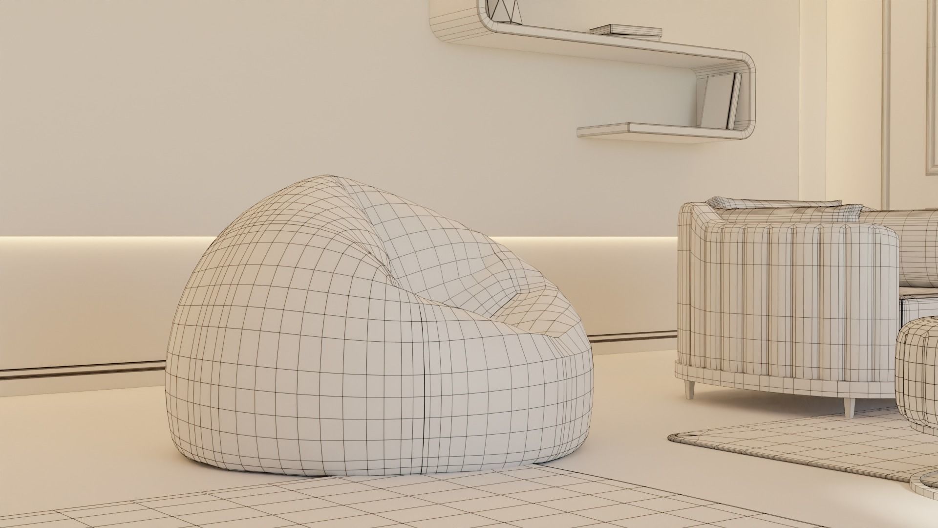 Living Room - 02 Low-poly 3D model_43