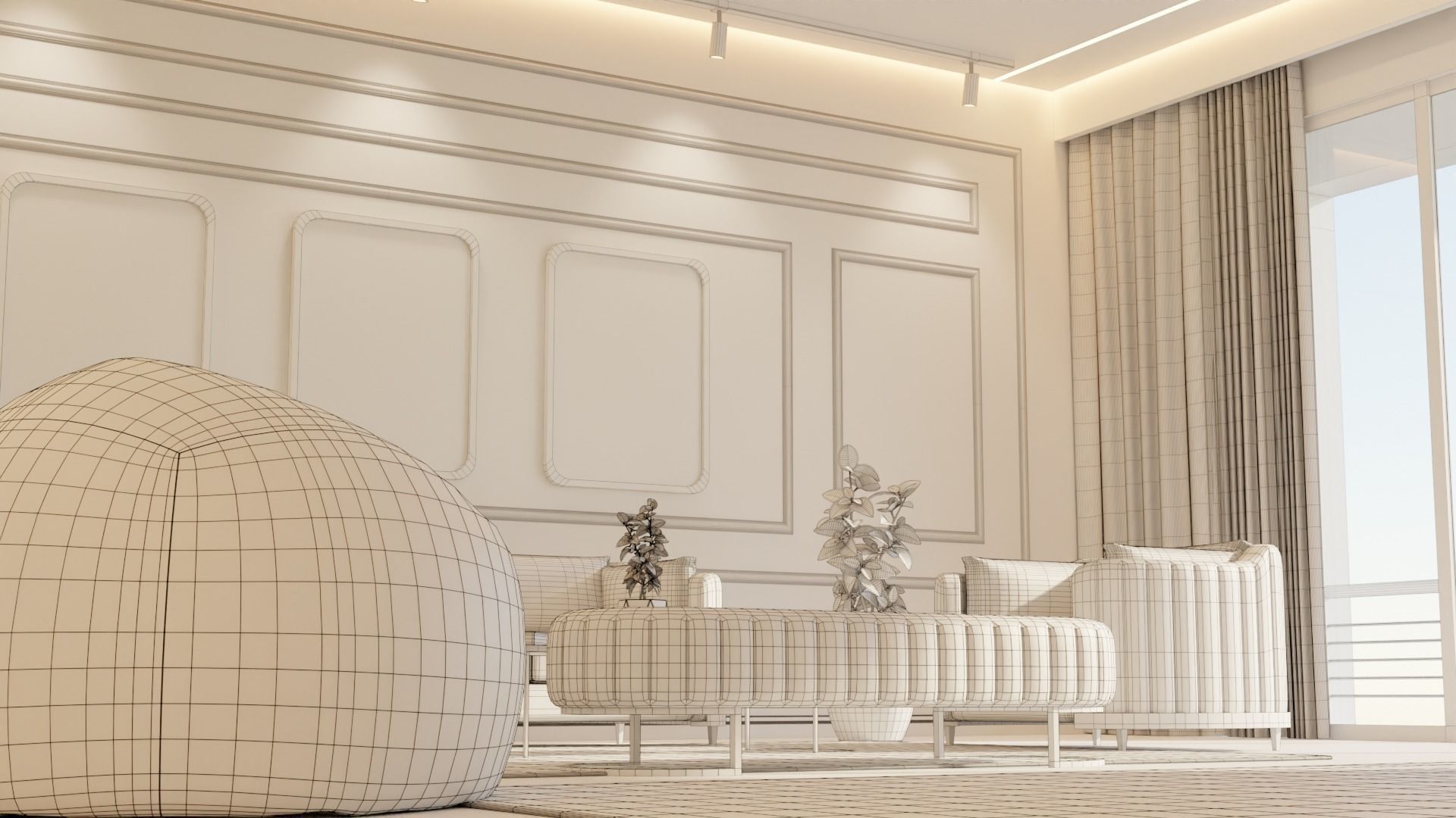 Living Room - 02 Low-poly 3D model_11