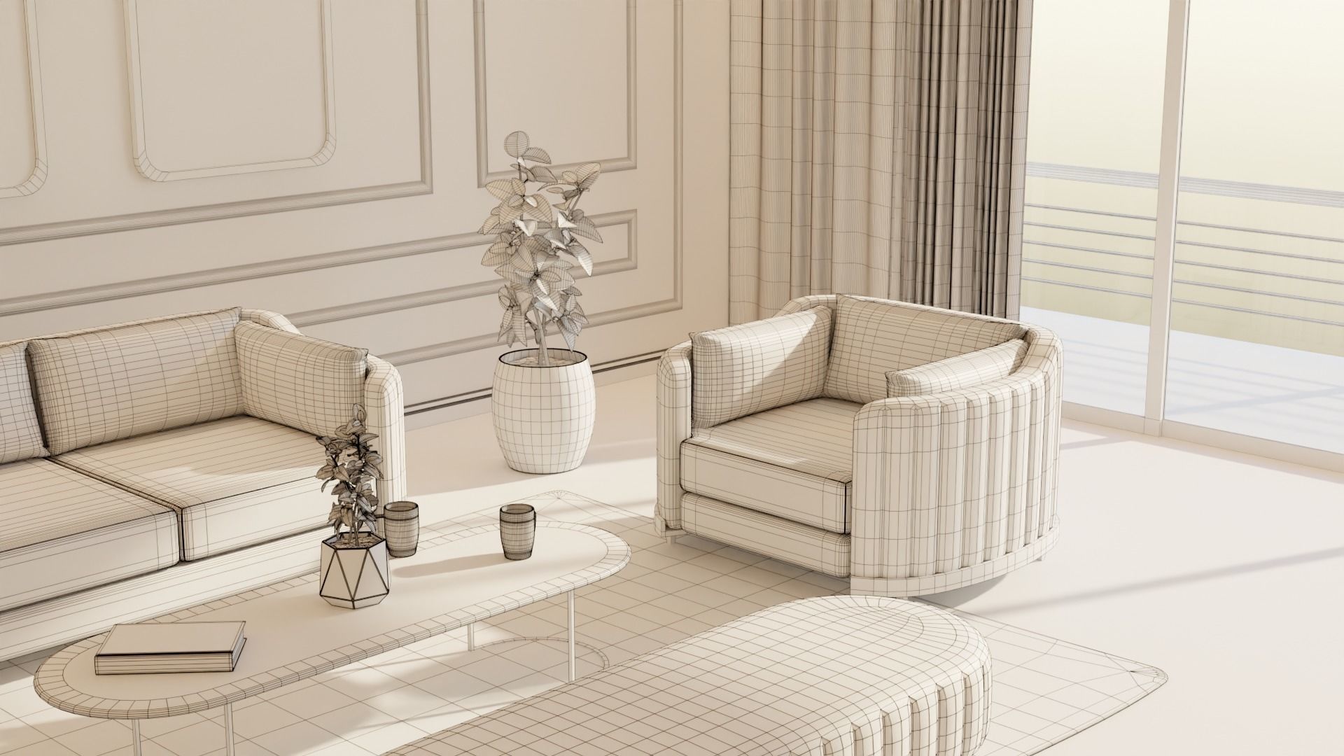 Living Room - 02 Low-poly 3D model_3