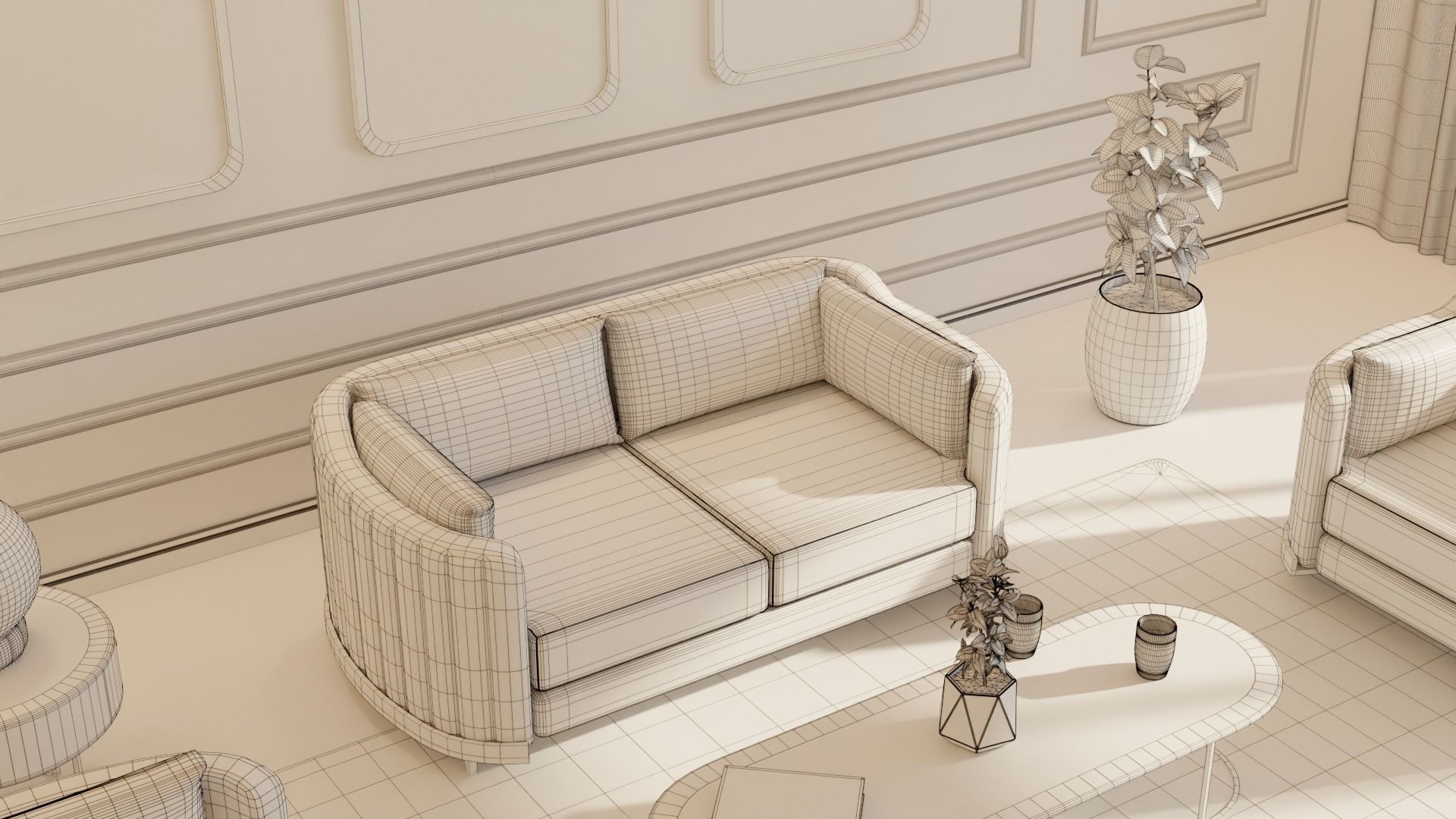Living Room - 02 Low-poly 3D model_7
