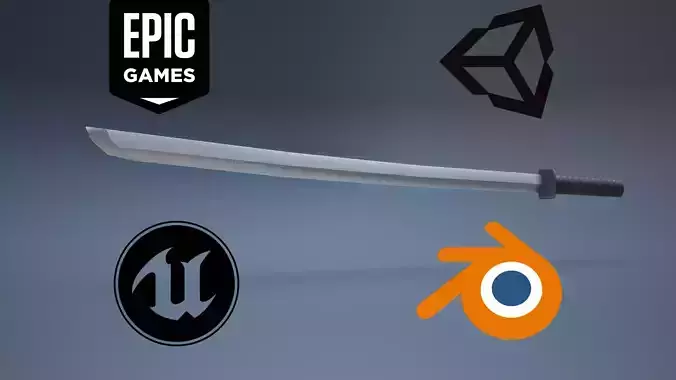 Deadpool katana Low-poly 3D model