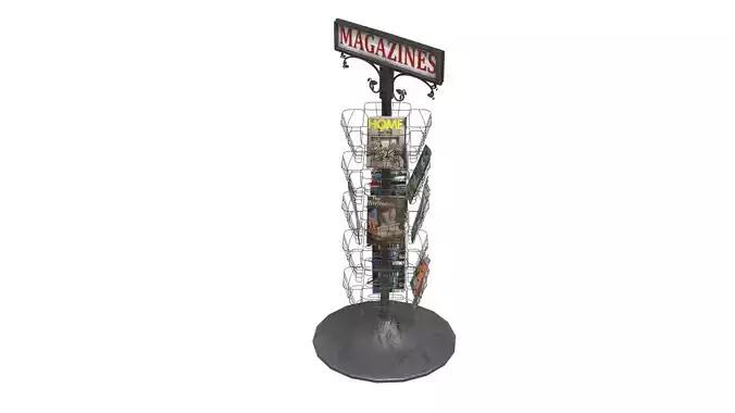 Magazine Display Rack with 4k pbr textures Low-poly 3D model