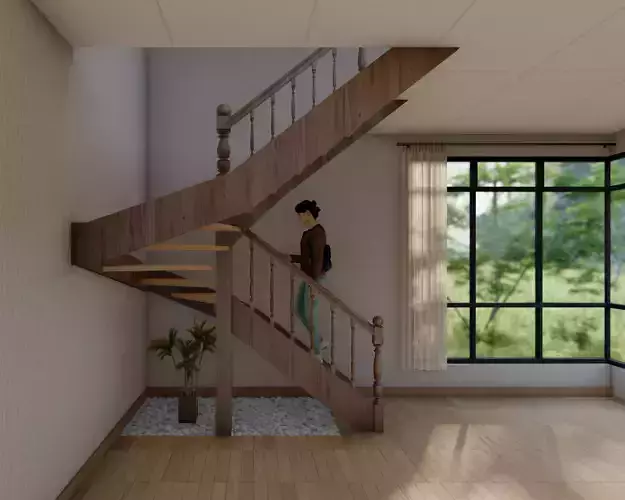 Spiral staircase Low-poly 3D model