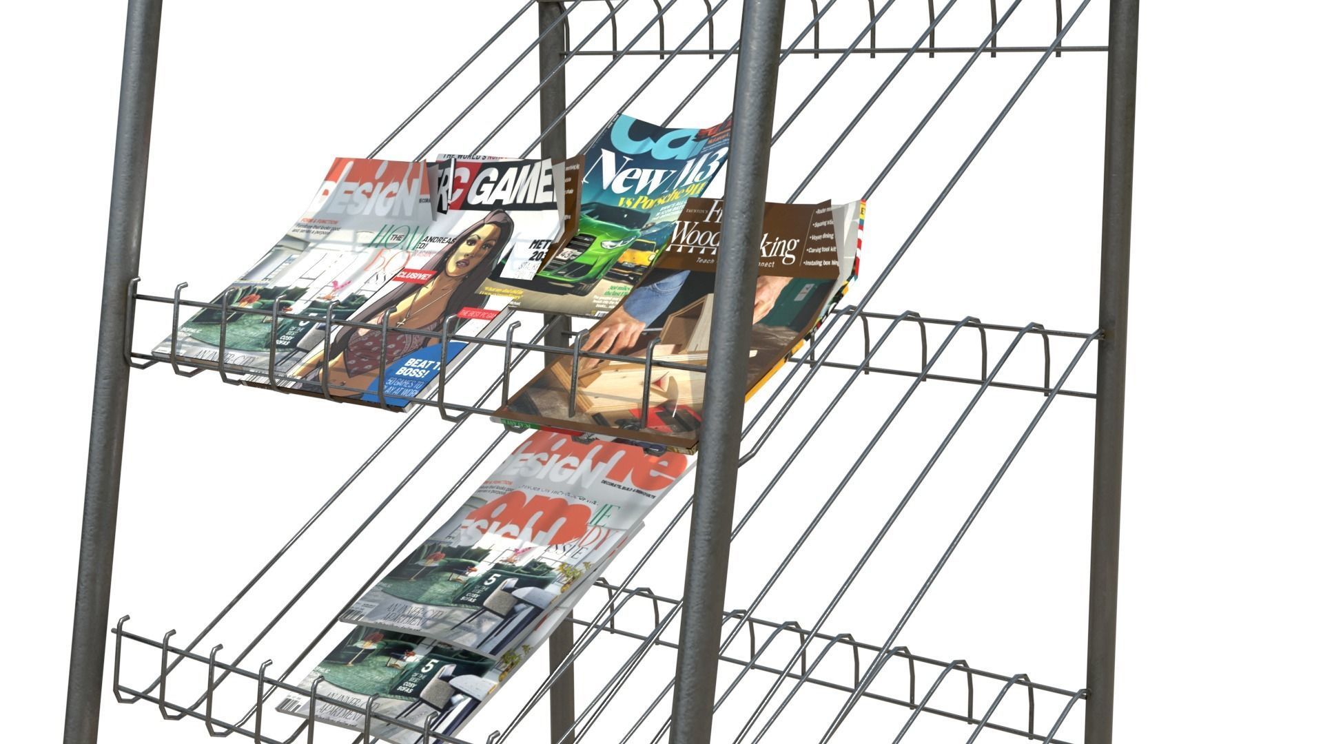 Magazine Display Rack with 4k pbr textures Low-poly 3D model_7