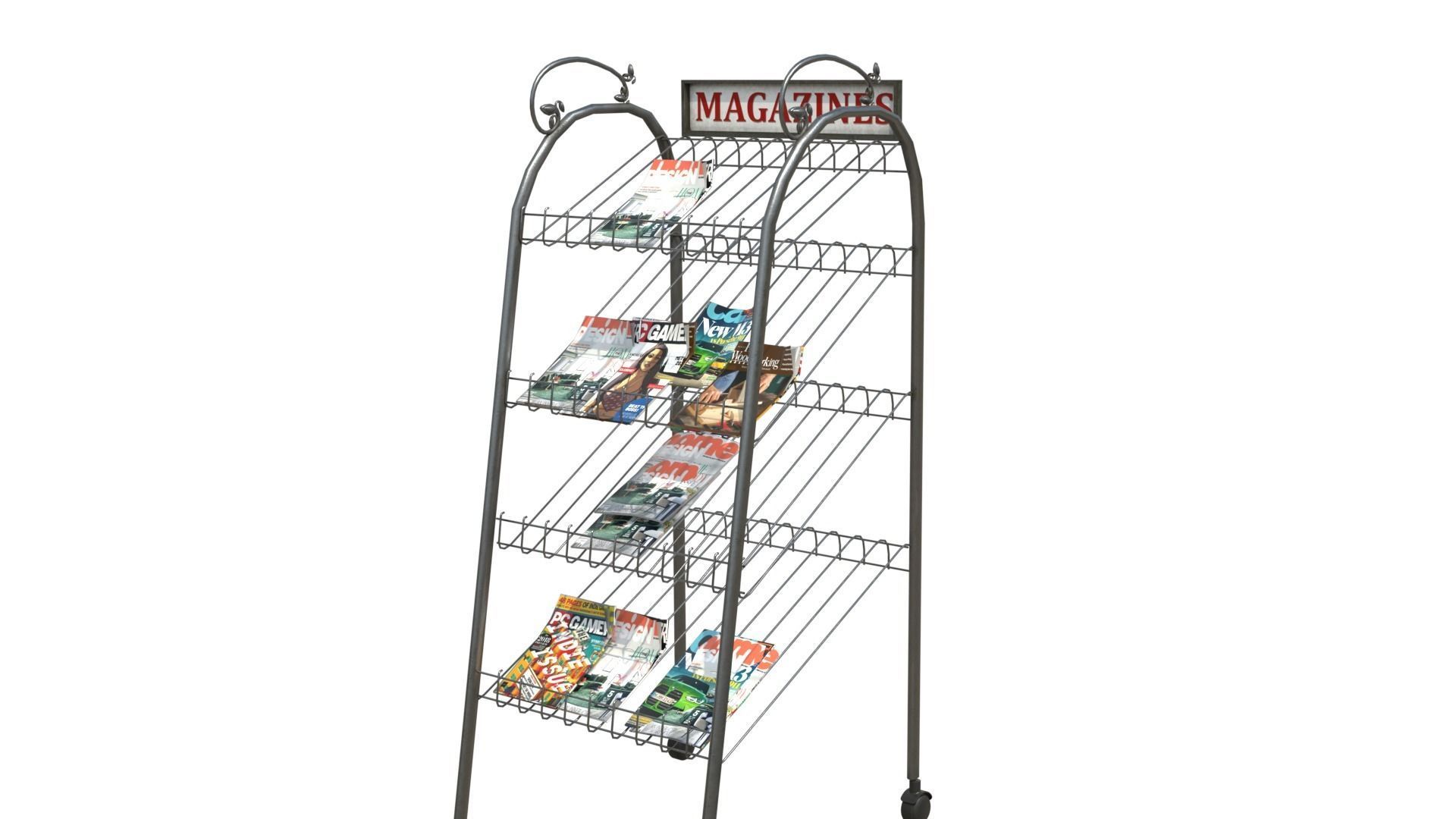 Magazine Display Rack with 4k pbr textures Low-poly 3D model_8