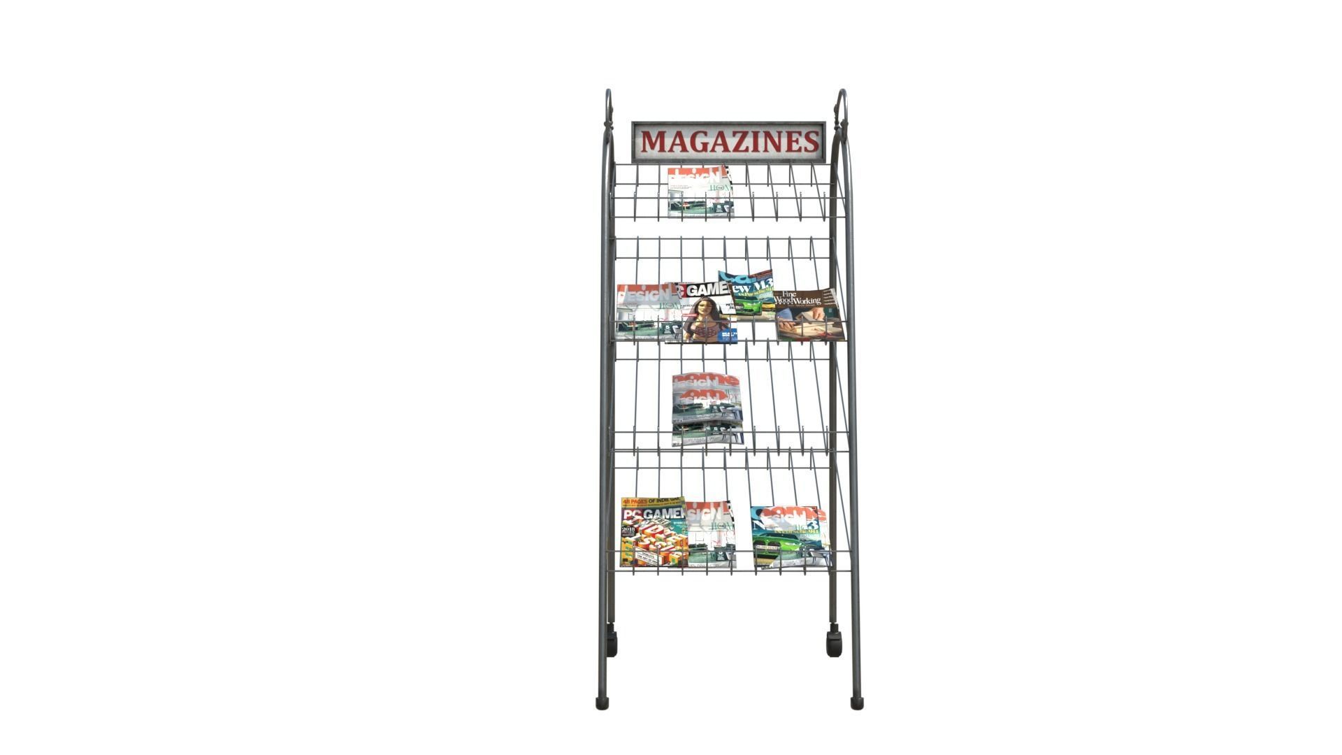 Magazine Display Rack with 4k pbr textures Low-poly 3D model_1