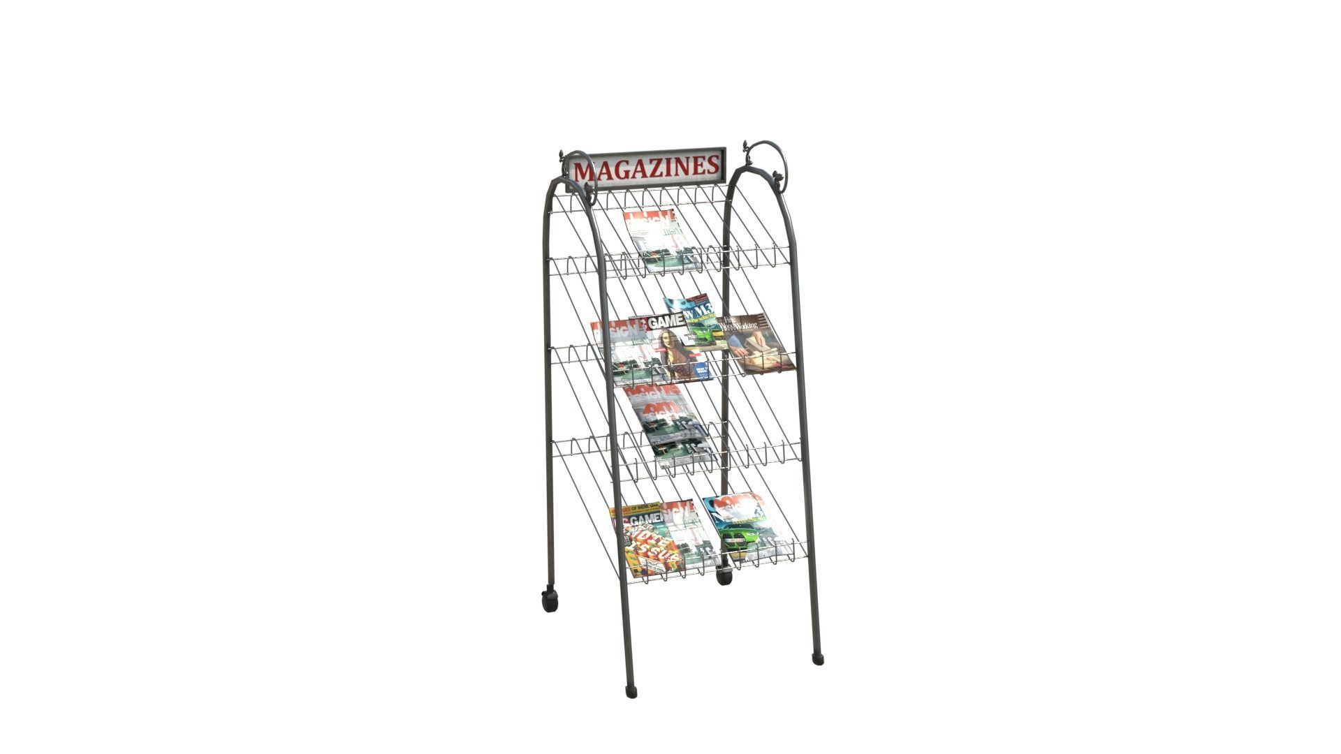 Magazine Display Rack with 4k pbr textures Low-poly 3D model_3