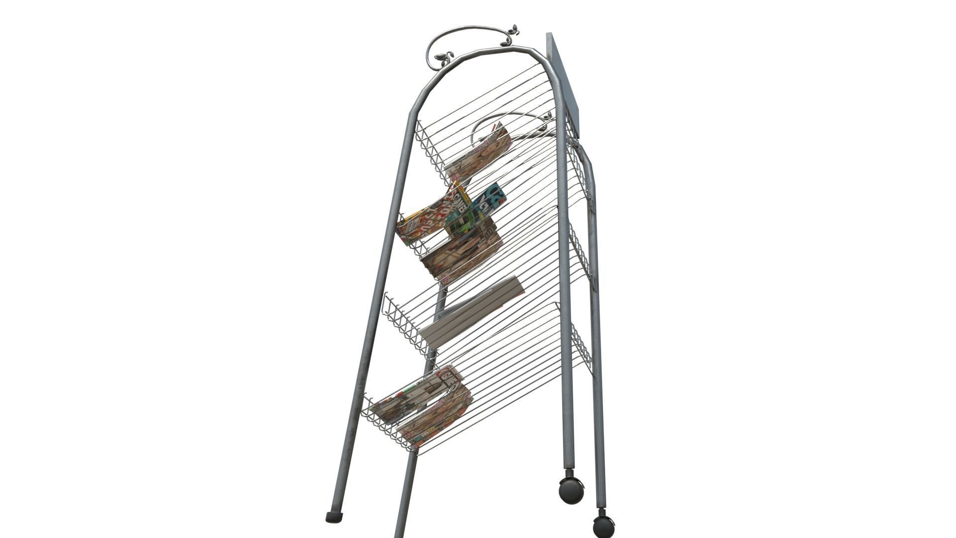 Magazine Display Rack with 4k pbr textures Low-poly 3D model_4