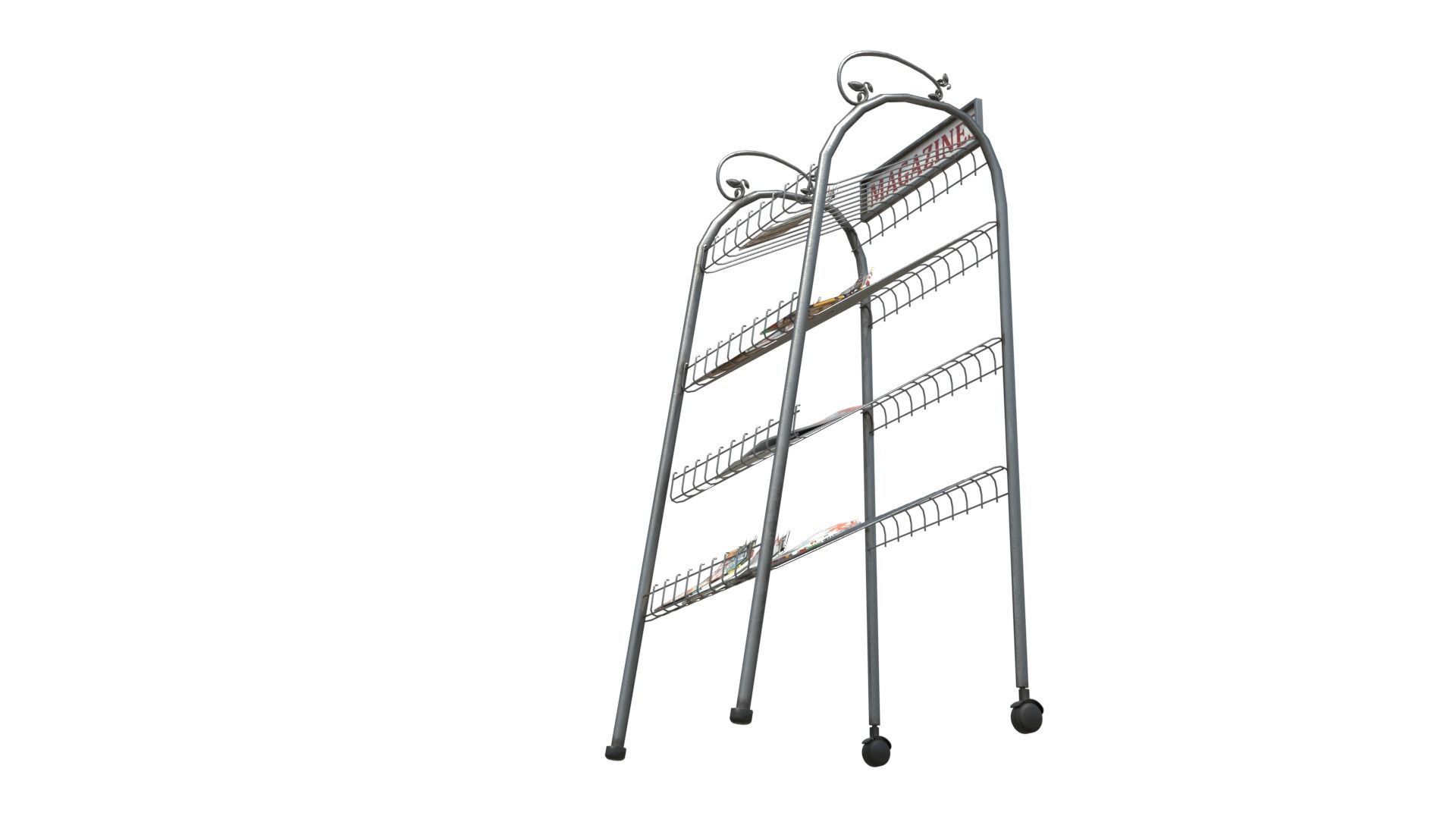 Magazine Display Rack with 4k pbr textures Low-poly 3D model_2