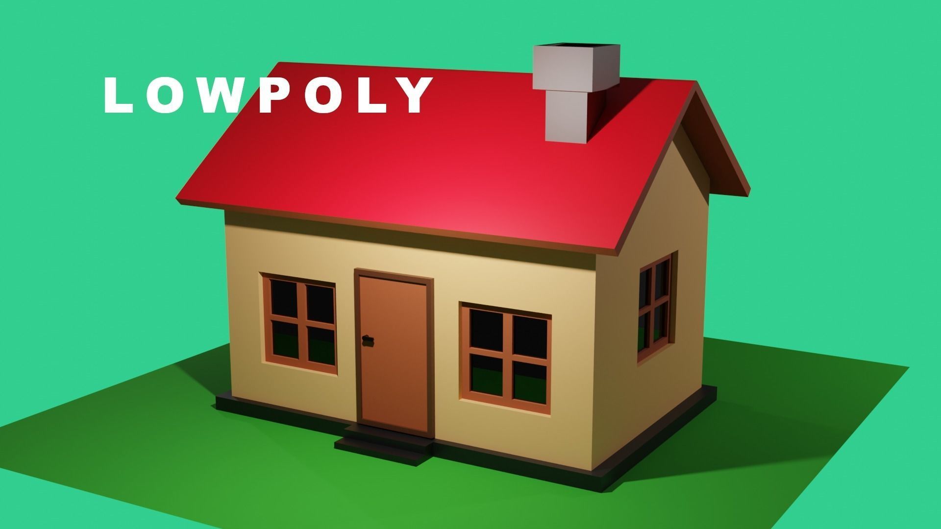 Simple House Low Poly Low-poly 3D model_1