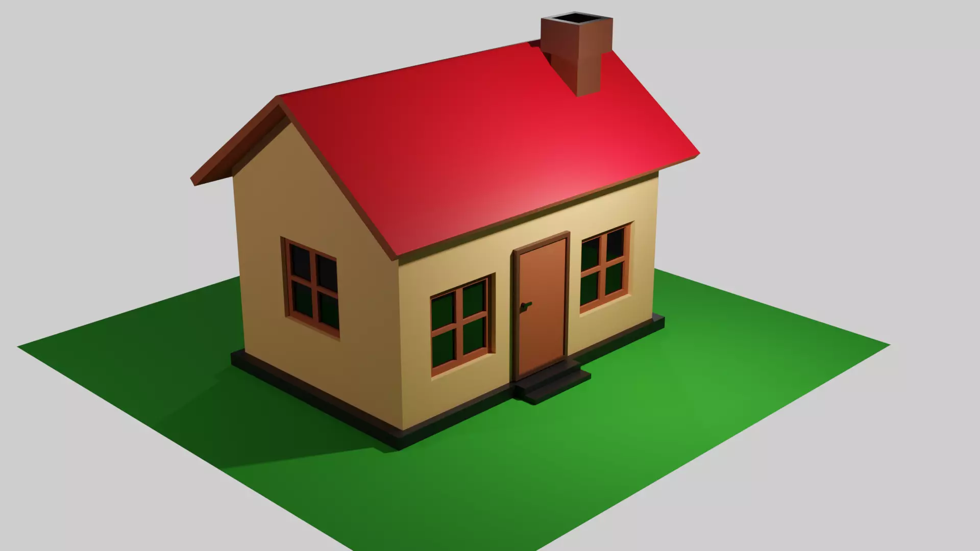 Simple House Low Poly Low-poly 3D model_0