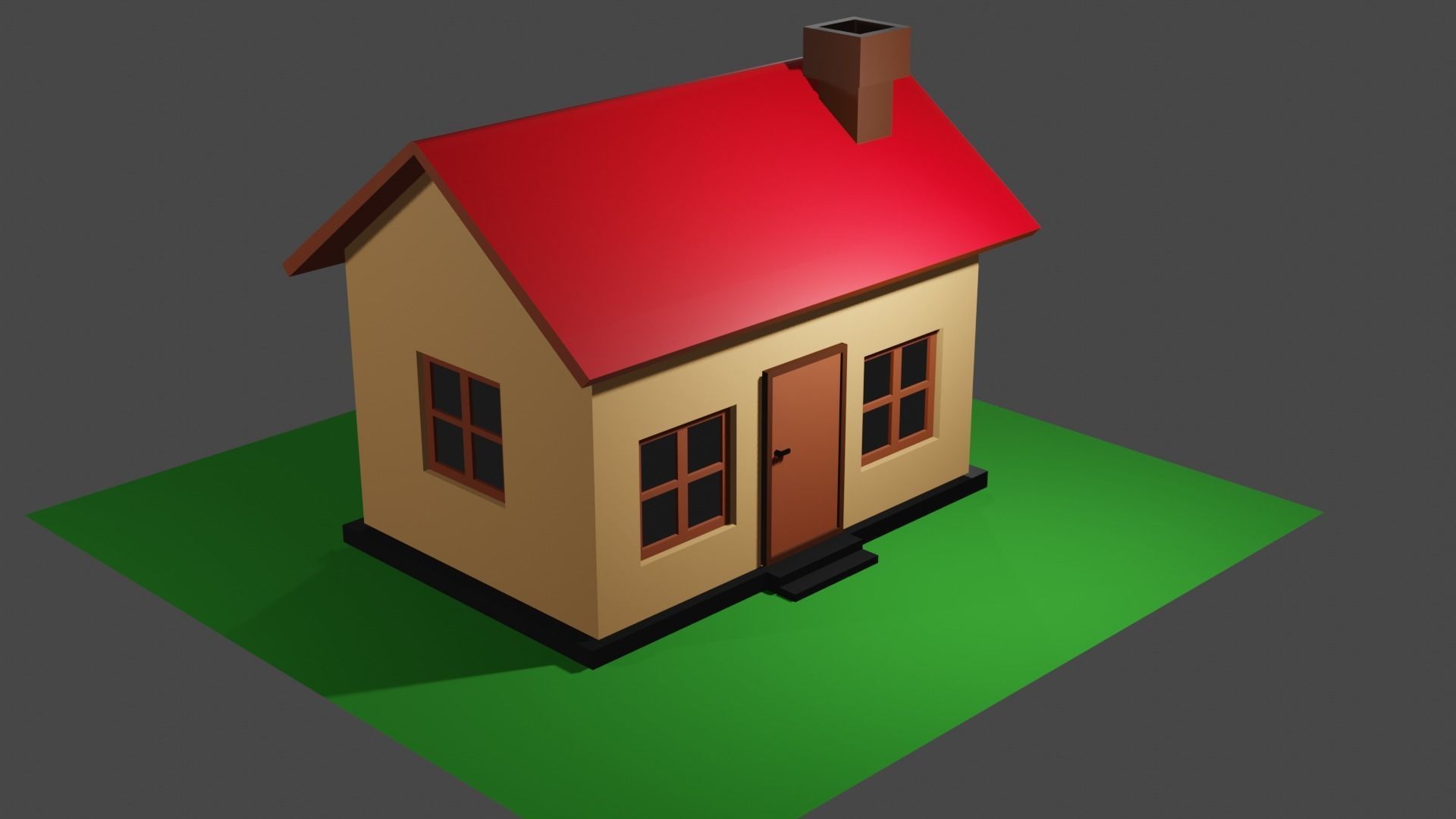 Simple House Low Poly Low-poly 3D model_4