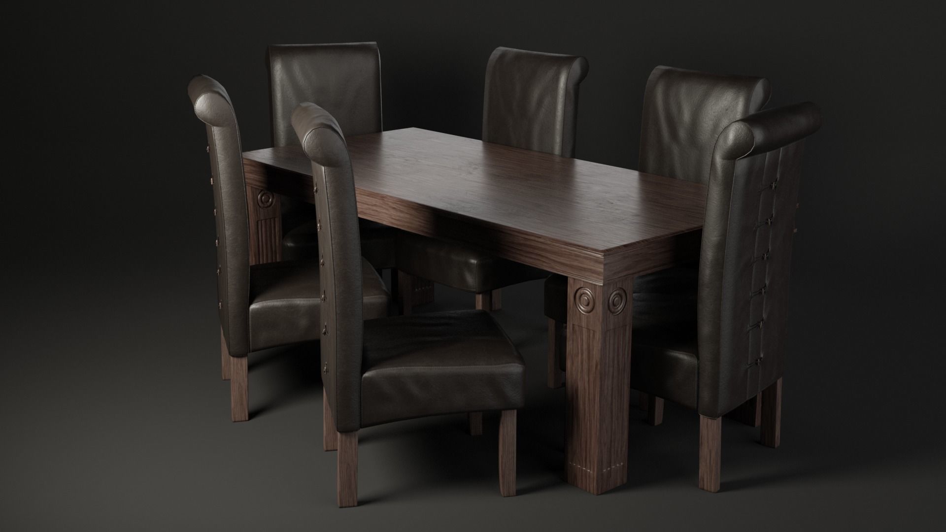 Dining Table Set 3D model_1