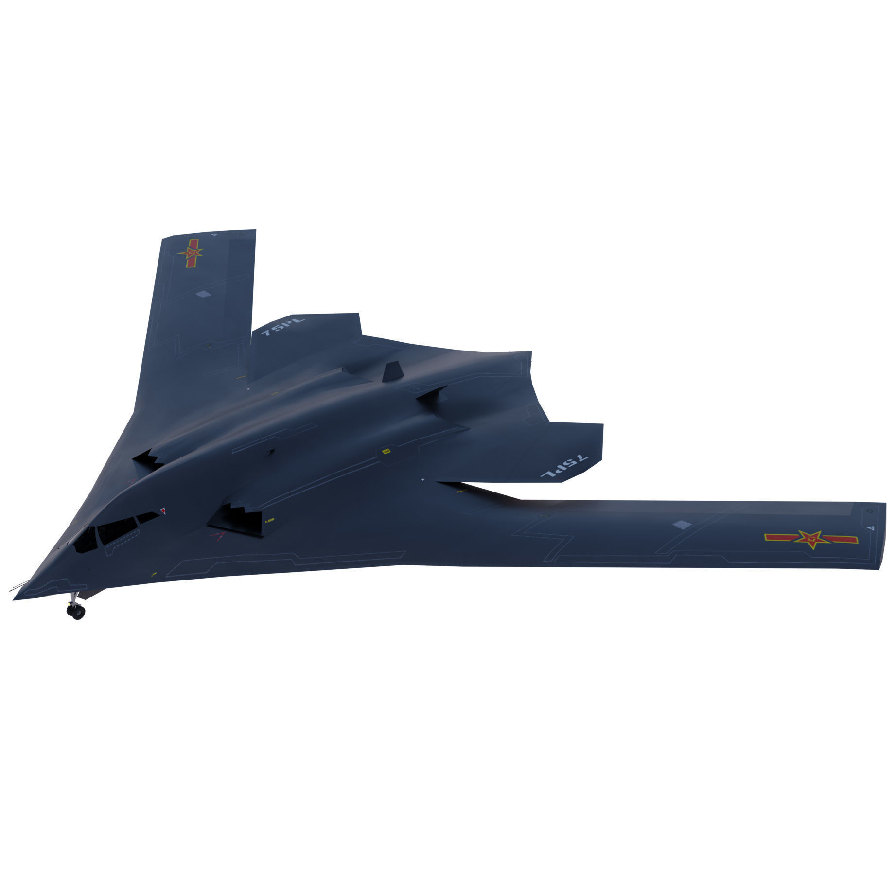 Xian H-20 stealth bomber Low-poly 3D model_2