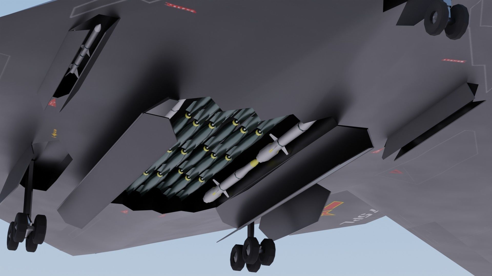 Xian H-20 stealth bomber Low-poly 3D model_24