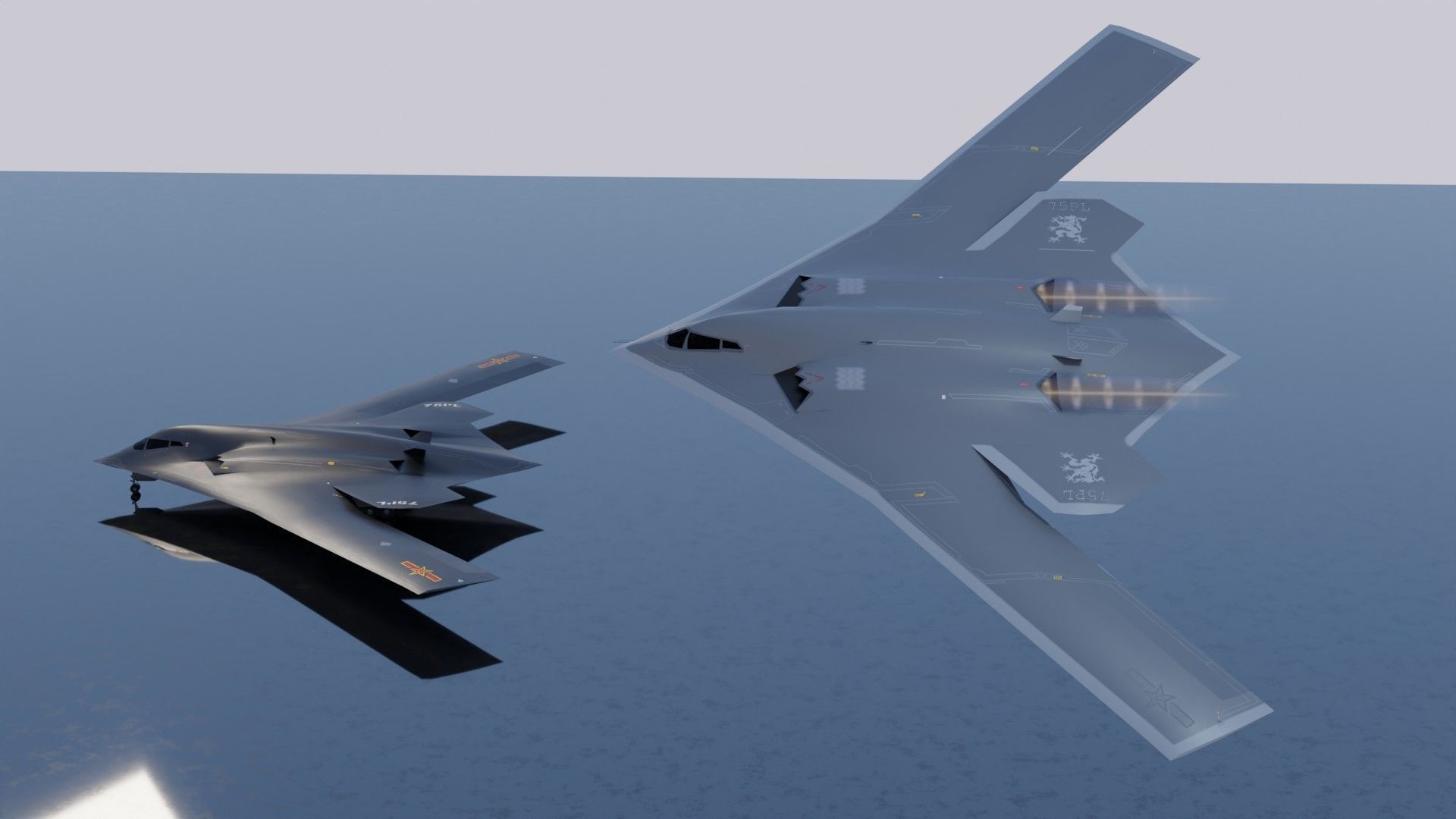 Xian H-20 stealth bomber Low-poly 3D model_17