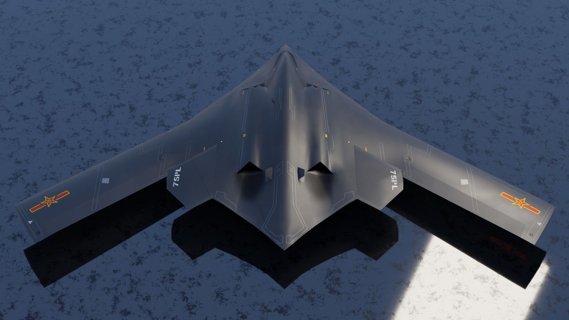 Xian H-20 stealth bomber Low-poly 3D model_7