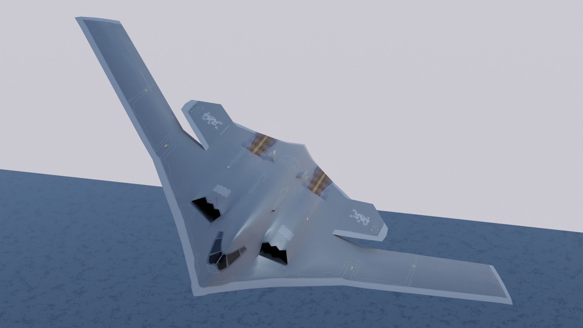 Xian H-20 stealth bomber Low-poly 3D model_15