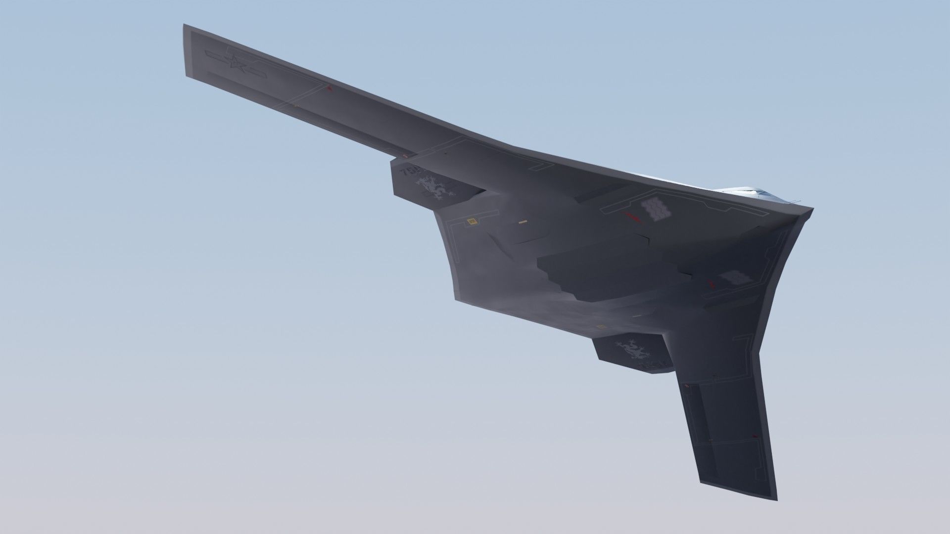 Xian H-20 stealth bomber Low-poly 3D model_13