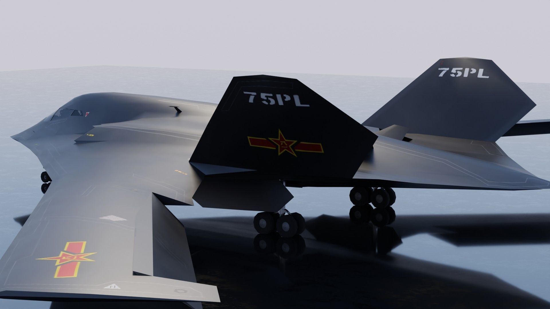 Xian H-20 stealth bomber Low-poly 3D model_23